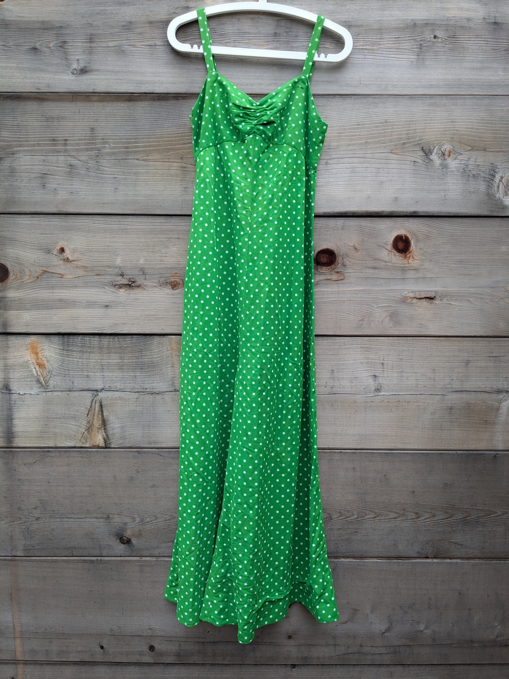 Green Polka Dot Maxi Slip Dress